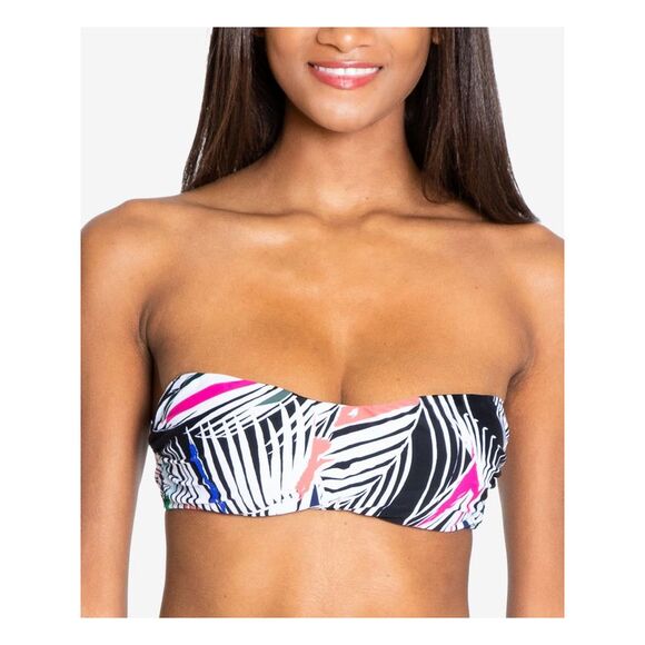 RACHEL RACHEL ROY Other - RACHEL RACHEL ROY Women's Black Palm Print Bikini Bandeau Swimsuit Top L